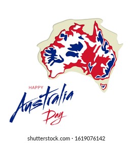 Happy Australia republic day. Typographic poster paper cut style. Lettering greeting card. National banner poster. Multilayer paper cut applique Australian. Republic day celebration paper art style