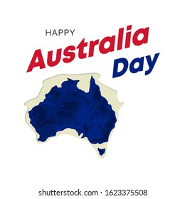 Happy Australia republic day. Typographic poster paper cut style. Lettering greeting card. National banner poster. Multilayer paper cut applique Australian. Republic day celebration paper art style