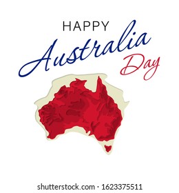 Happy Australia republic day. Typographic poster paper cut style. Lettering greeting card. National banner poster. Multilayer paper cut applique Australian. Republic day celebration paper art style