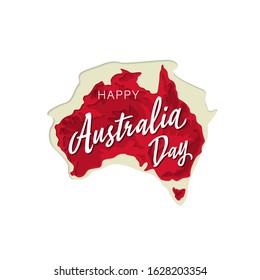 Happy Australia republic day. Typographic poster paper cut style. Lettering greeting card. National banner poster. Multilayer paper cut applique Australian. Republic day celebration paper art style