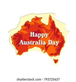 Happy Australia republic day. Typographic poster paper cut style. Lettering greeting card. National banner poster. Multilayer paper cut applique Australian. Republic day celebration paper art style