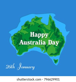 Happy Australia republic day. Typographic poster paper cut style. Lettering greeting card. National banner poster. Multilayer paper cut applique Australian. Republic day celebration paper art style