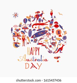 Happy Australian Day. Greeting card design. Vector illustration