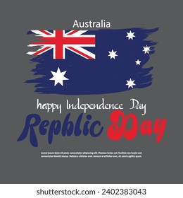 Happy Australian independence day. Creative grunge brush of Australian flag illustration
