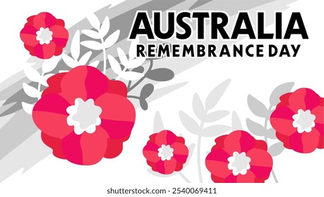 Feliz día de recuerdo australiano con flores rojas