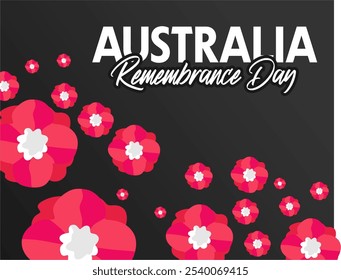 Feliz día de recuerdo australiano con flores rojas