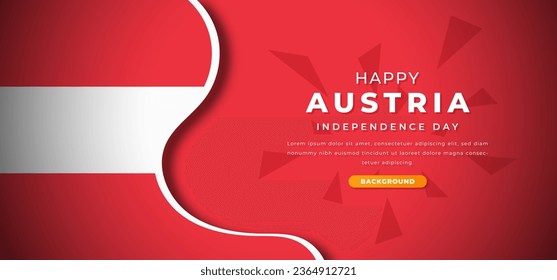 Happy Austria Independence Day Design Paper Cut Shapes Background Illustration for Poster, Banner, Advertising, Greeting Card