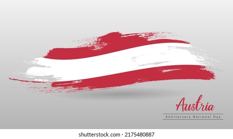 Happy Austria National Day. Paint brush style flag, Banner, Greeting card, Flyer design. Poster Template Design