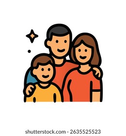 Feliz ícone de família autêntico em estilo vetorial.