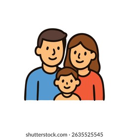 Happy authentic family icon in vector style.