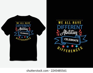 Happy autism awareness day T shirt design with Vector 