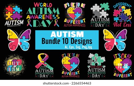 Happy Autism Awareness Day T-Shirt Design. Autism Awareness Day Motivational Typography t-shirt Creative Kids, and Typography Theme Vector Illustration Design.