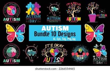 Happy Autism Awareness Day T-Shirt Design. Autism Awareness Day Motivational Typography t-shirt Creative Kids, and Typography Theme Vector Illustration Design.