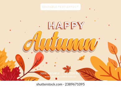 plantilla de efecto de texto 3D de otoño feliz