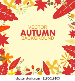 Happy autumn, autumn background layout with leaves.