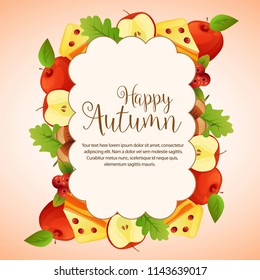 happy autumn cloud foliage with apple pie