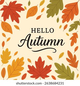 Happy autumn day and happy fall leaves autumn frame background 