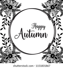 Happy Autumn with flower hand draw vector illustration