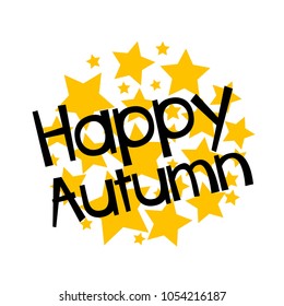 happy autumn label or sign with star background