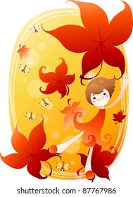 Happy Autumn Story : vector illustration
