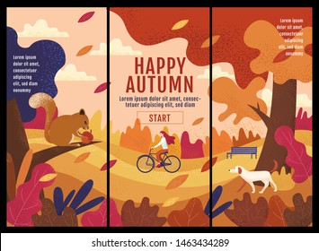 Happy Autumn ,Thanksgiving,, Banner Design Template, vector illustration, Drawing, Cartoon, Landscape crayon Painting Style.