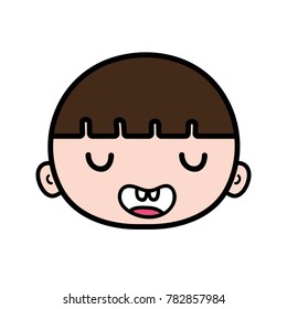 happy avatar boy head with brown hair