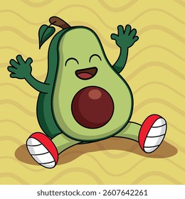 happy avocado, avocado, cute avocado, illustration, vector