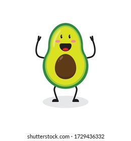 happy avocado fruit cute character mascot vector design