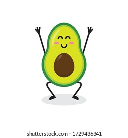 feliz fruto del aguacate lindo personaje mascota diseño vectorial