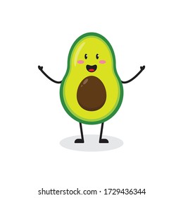 happy avocado fruit cute character mascot vector design