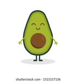 Happy avocado funny cartoon mascot - Vector character