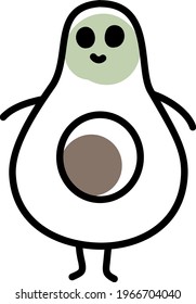 Happy avocado, icon illustration, vector on white background