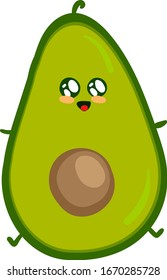 Feliz aguacate, ilustración, vector sobre fondo blanco.