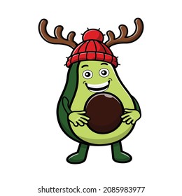 Happy avocado with a reindeer hat