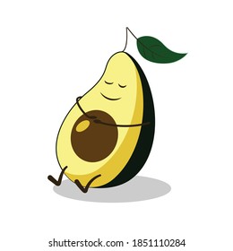 
reposo alegre de aguacate, ilustración vectorial en estilo plano de caricatura
