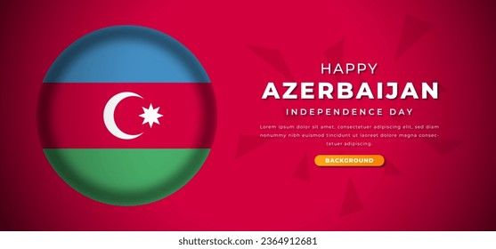 Happy Azerbaijan Independence Day Design Paper Cut Shapes Background Illustration for Poster, Banner, Advertising, Greeting Card