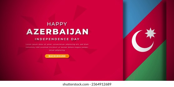 Happy Azerbaijan Independence Day Design Paper Cut Shapes Background Illustration for Poster, Banner, Advertising, Greeting Card