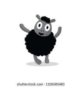 Happy Baa Black Sheep Illustration