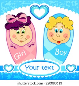 The happy babies, vector illustration