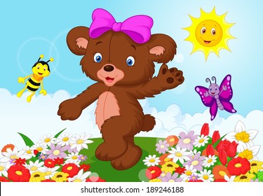 Happy baby bear cartoon 