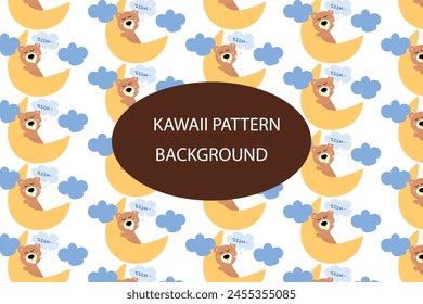 happy baby bear in the cloud pattern backgrkound. can used apparel, textiles, templates and wallpaper Vector illustration