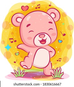 Happy baby bear dancing of illustration