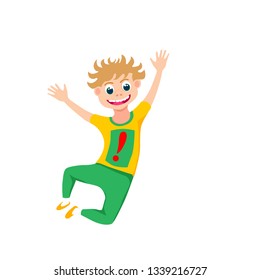 happy baby boy jumping isolated on white background