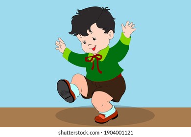 feliz bebé saltar vector lindo ilustración de niño