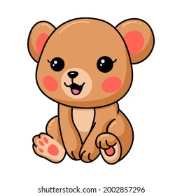 Happy baby brown bear cartoon sitting