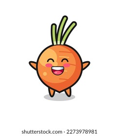 happy baby carrot cartoon character , cute style design for t shirt, sticker, logo element