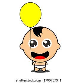 happy baby carrying balloons vector design. Best choice for invitations, printing, blog background, paper crafts, stickers