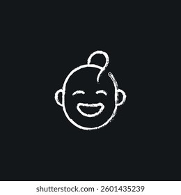 Happy baby chalk icon. Vector isolated black illustration.