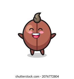 happy baby coffee bean cartoon character , cute style design for t shirt, sticker, logo element