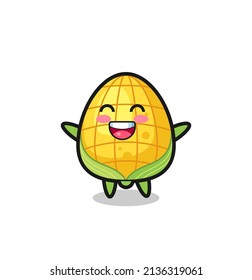 happy baby corn cartoon character , cute style design for t shirt, sticker, logo element